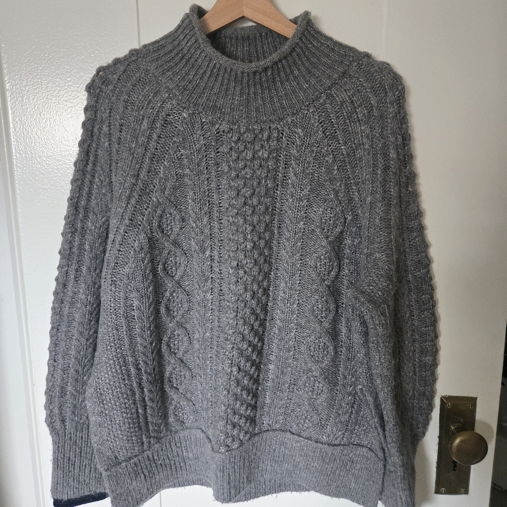 Gray Cable Knit Women's Sweater